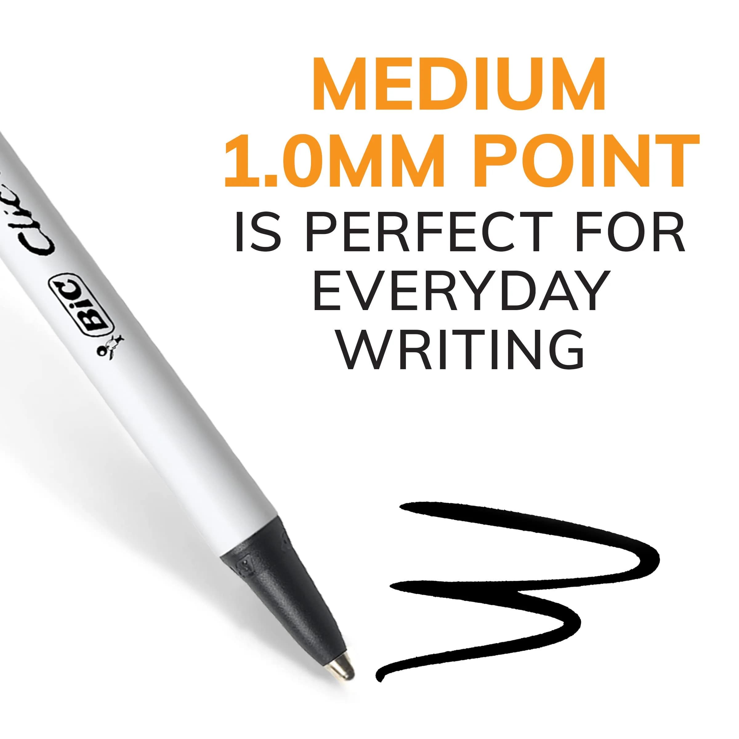 BIC Clic Stic Retractable Ballpoint Pens, Medium Point 1.0mm, Black Ink, 12-Count Pack | Smooth Ink Flow for Students & Office thumbnail 3