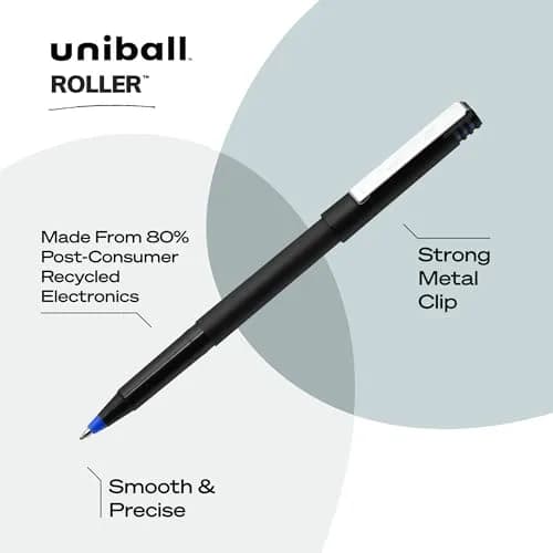 Uni-Ball Roller Rollerball Pens Micro Point (0.5mm) Blue 12-Pack | Smooth Ink Flow & Fade-Resistant thumbnail 4