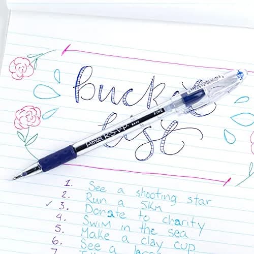 Pentel RSVP Ballpoint Pen, (0.7mm) Fine Line, Blue Ink | Long-lasting, USA-imported pen for extended writing thumbnail 7