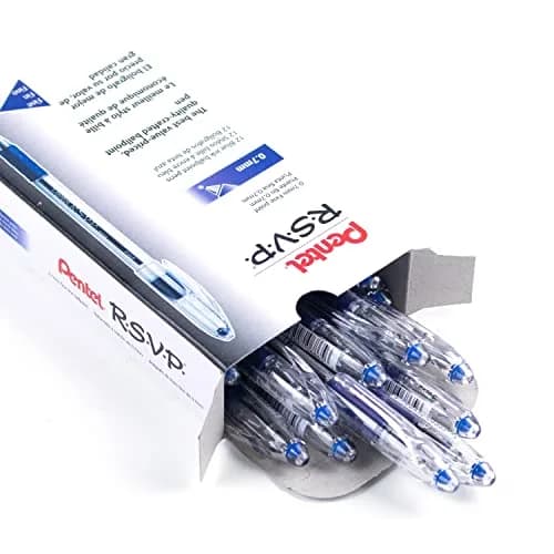 Pentel RSVP Ballpoint Pen, (0.7mm) Fine Line, Blue Ink | Long-lasting, USA-imported pen for extended writing thumbnail 3