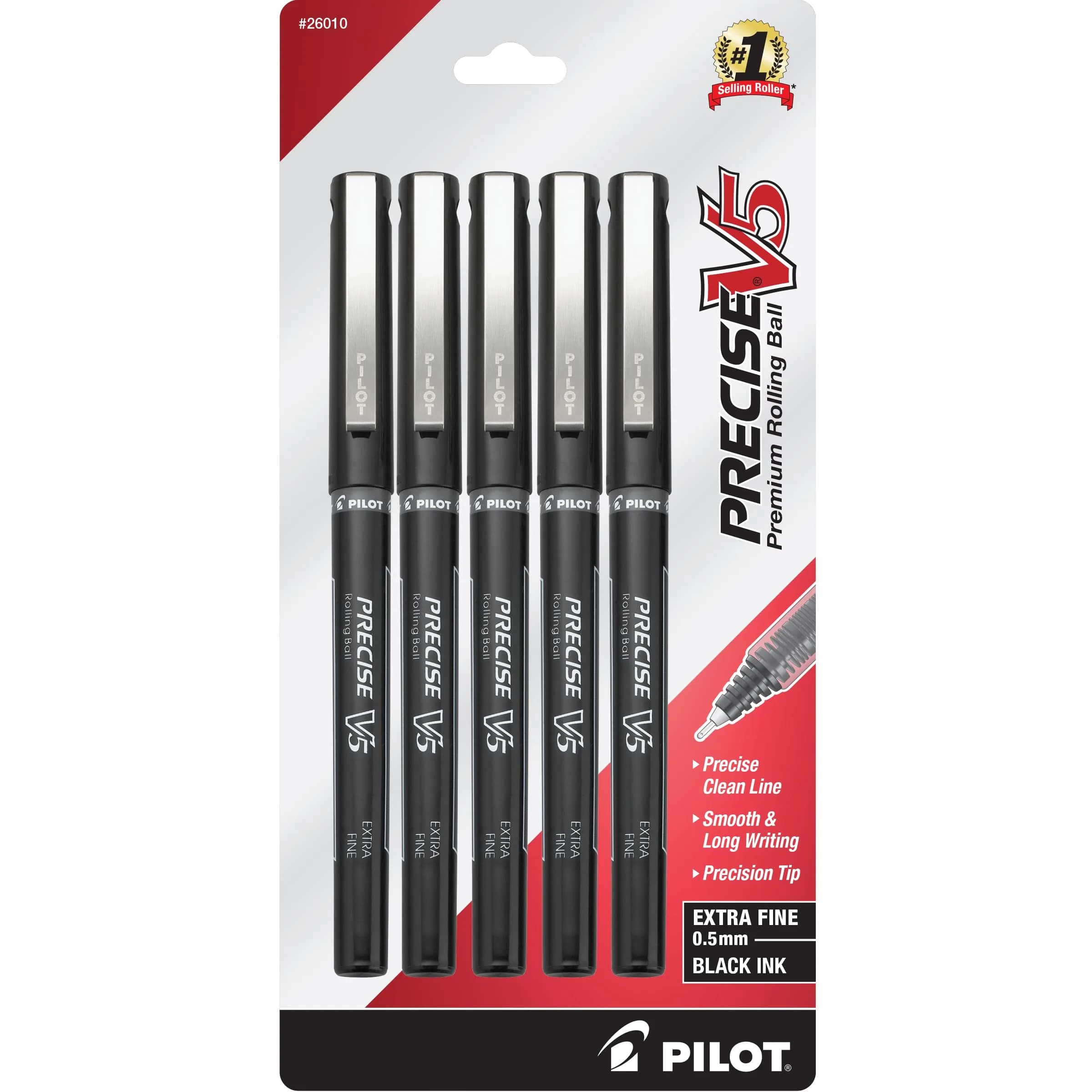 Pilot Precise V5, Extra Fine Point 0.5 mm Black Pens | Smooth, Accurate & Fade-Resistant — Black