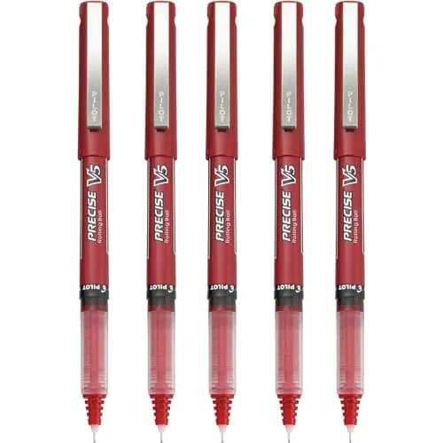 Pilot Precise V5 Rollerball Pen 0.5mm Extra Fine Point Red Pack of 5 | Smooth, Precise & Fade-Resistant thumbnail 4