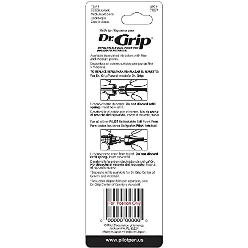 PILOT Dr. Grip Limited Refillable & Retractable Gel Pen, Black Ink, Medium 1.0mm Point, 2-Pack | Arthritis Foundation Ease-of-Use Commended thumbnail 4