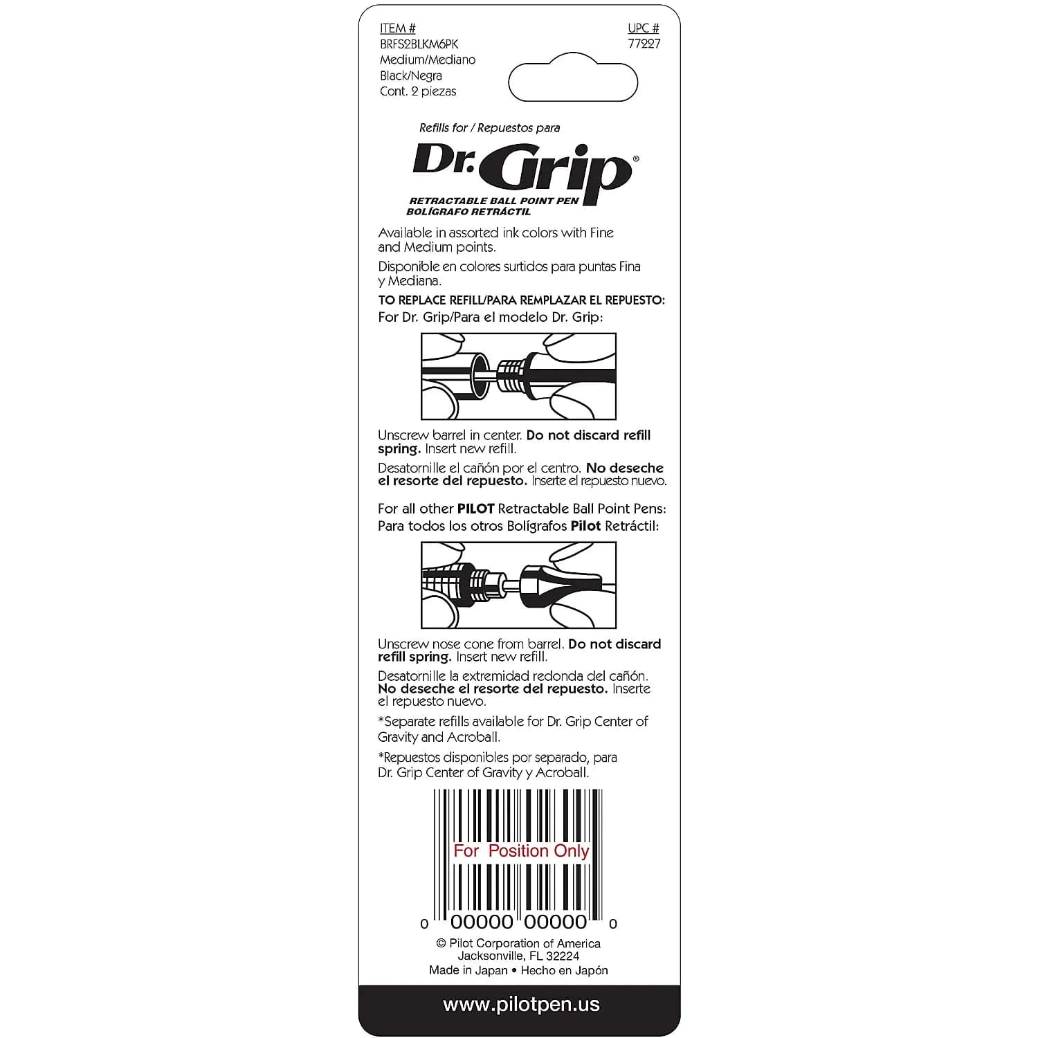 PILOT Dr. Grip Limited Refillable & Retractable Gel Pen, Black Ink, 2-Pack thumbnail 4