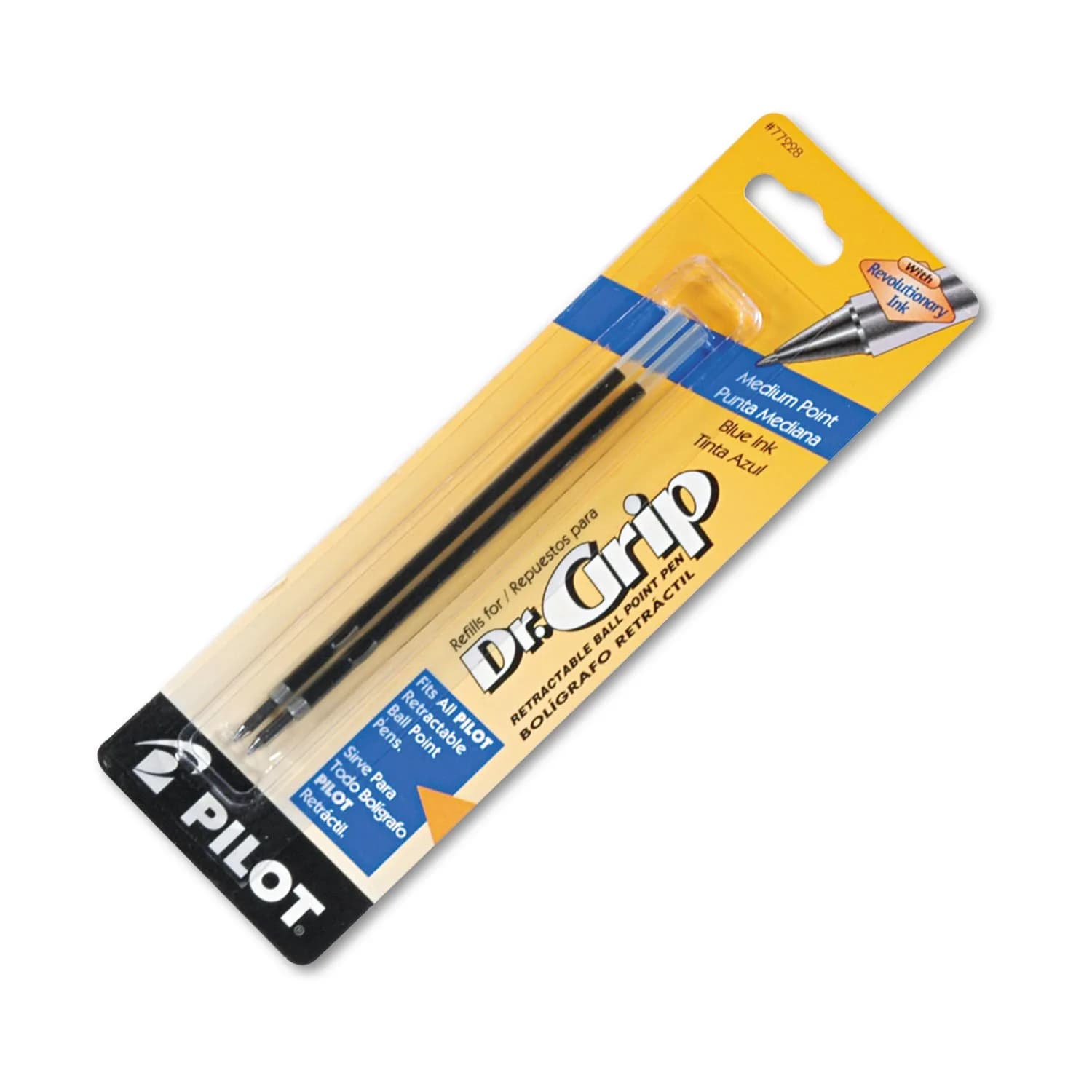 PILOT Dr. Grip Ballpoint Pen Refills Blue Ink, Medium Point, 2-Pack | Smooth Writing & Ergonomic Comfort