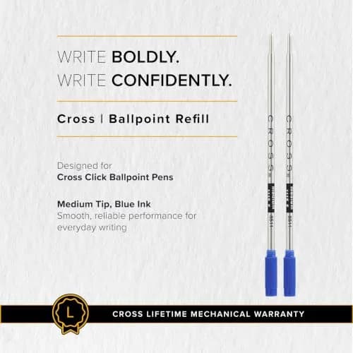 Cross Refill Blue Medium Point Pack of 2 | Quick-Dry, Consistent Ink for Everyday Writing thumbnail 6