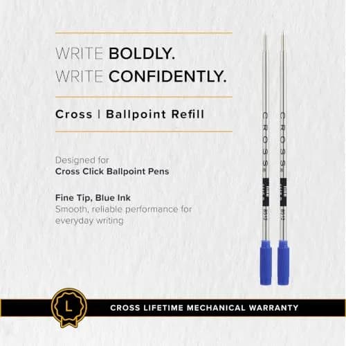 Cross Ballpoint Pen Refill, Blue Fine Point, 2-Pack | Writes 2.1 Miles thumbnail 6