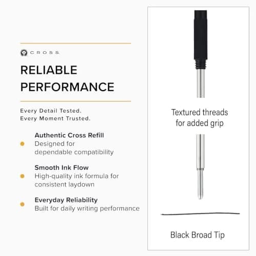 Cross Refill Broad Point Black | Reliable, Quick-Drying Ink for All Paper (70-120 chars) thumbnail 4