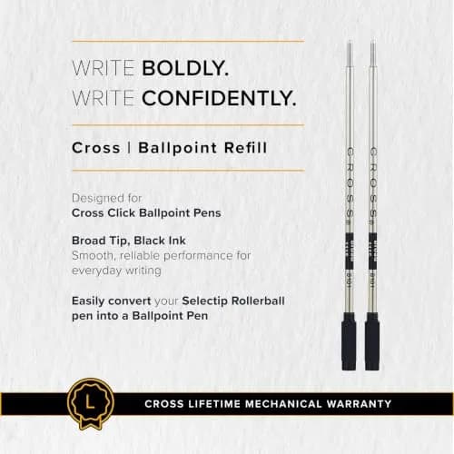 Cross Refill Broad Point Black | Reliable, Quick-Drying Ink for All Paper (70-120 chars) thumbnail 6