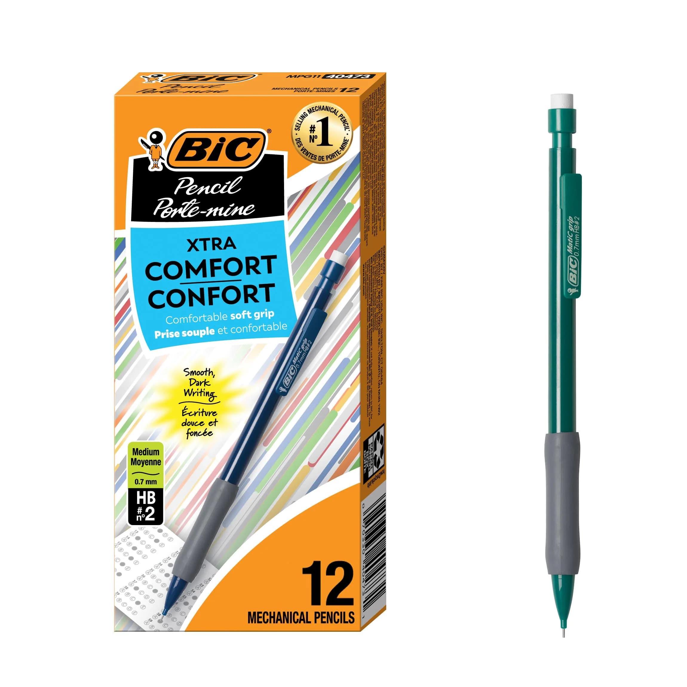 BIC Xtra Comfort Mechanical Pencils with Erasers 0.7mm | Reliable School & Office Supplies — Comfort Grip
