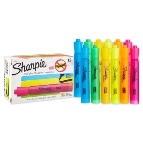 Sharpie Highlighters, Chisel Tip, Assorted Colors, 12 Count | Reliable Fluorescent Marking Supplies thumbnail 1