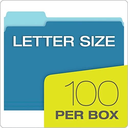 Pendaflex Two-Tone Color File Folders, Letter Size, Blue, 1/3 Cut, 100 per box (152 1/3 BLU), 12 inches | Color-coded organization for offices & schools thumbnail 5