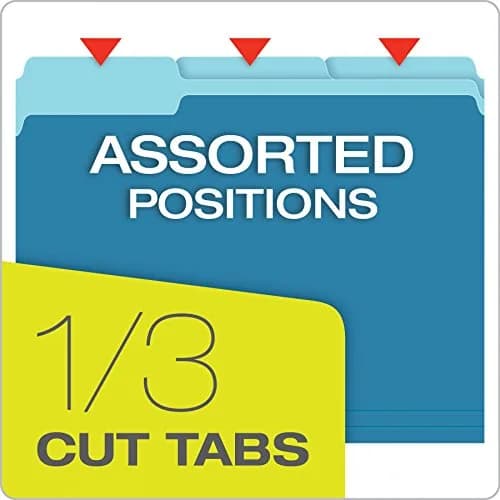 Pendaflex Two-Tone Color File Folders, Letter Size, Blue, 1/3 Cut, 100 per box (152 1/3 BLU), 12 inches | Color-coded organization for offices & schools thumbnail 2