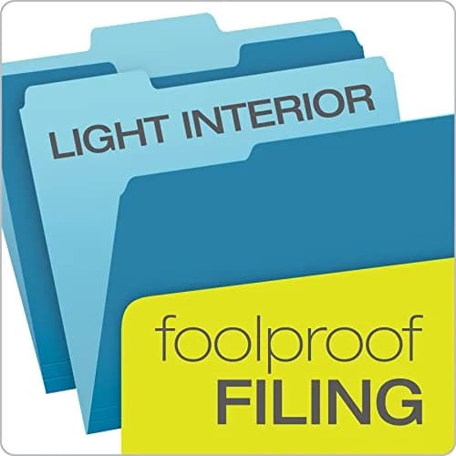 Pendaflex Two-Tone Color File Folders, Letter Size, Blue, 1/3 Cut, 100 per box (152 1/3 BLU), 12 inches | Color-coded organization for offices & schools thumbnail 3