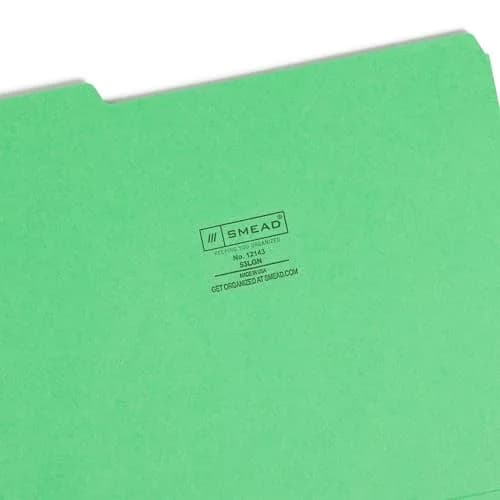 Smead Standard File Folders 100 Count Green 1/3-Cut Tabs Letter Size | Bulk Pack File Folders for Office & Students thumbnail 3