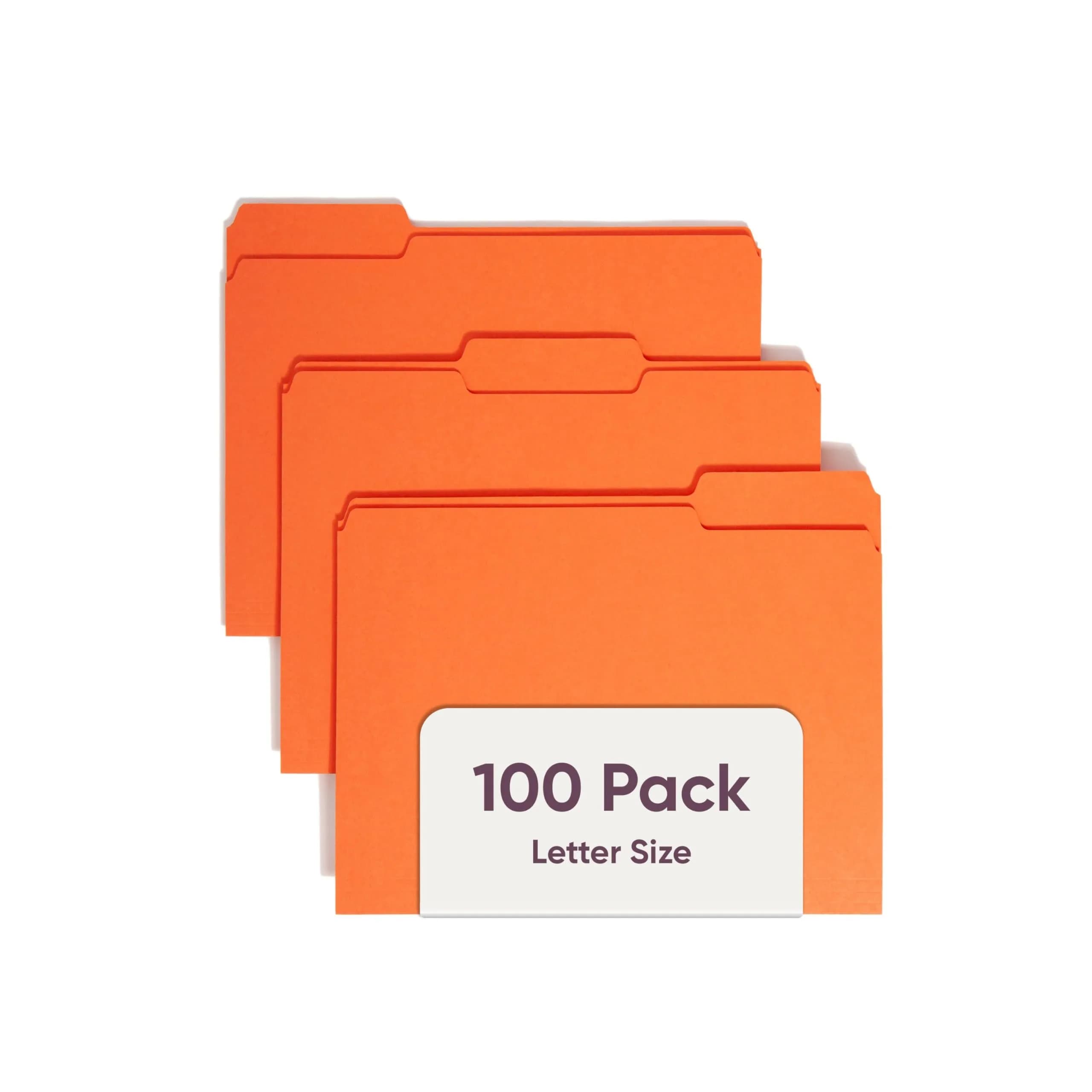 Smead Orange File Folders, Letter Size, 100 per Box | Organize Documents with 1/3-Cut Tabs - main product image