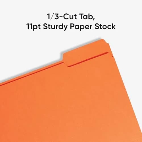 Smead Orange File Folders, Letter Size, 100 per Box | Organize Documents with 1/3-Cut Tabs thumbnail 4