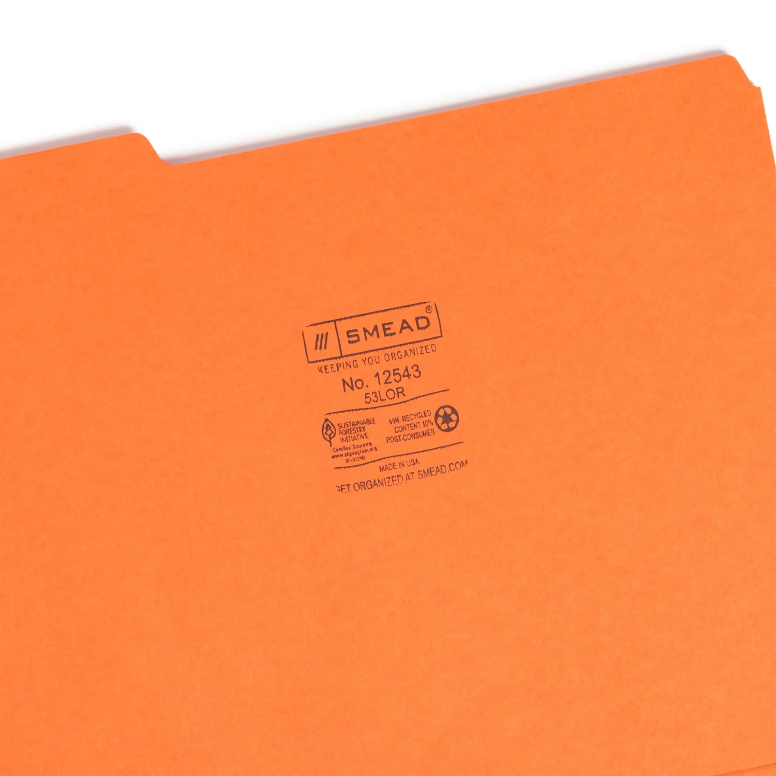 Smead Orange File Folders, Letter Size, 100 per Box | Organize Documents with 1/3-Cut Tabs - view 7