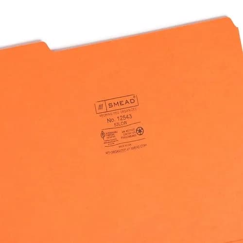 Smead Orange File Folders, Letter Size, 100 per Box | Organize Documents with 1/3-Cut Tabs thumbnail 7