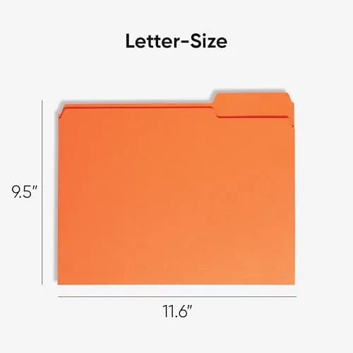 Smead Orange File Folders, Letter Size, 100 per Box | Organize Documents with 1/3-Cut Tabs thumbnail 2