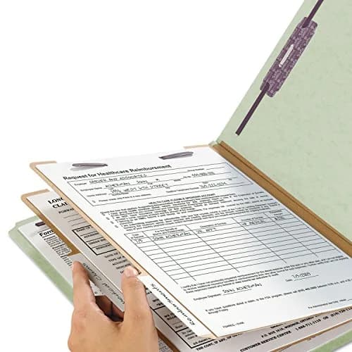 Smead Pressboard Classification File Folder with SafeSHIELD Fasteners, 2 Dividers, 2" Expansion, Letter Size, Gray/Green, 10 per Box | 25 pt. Pressboard thumbnail 7