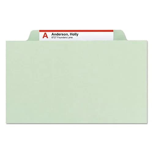 Smead Pressboard Classification File Folder with SafeSHIELD Fasteners, 2 Dividers, 2" Expansion, Letter Size, Gray/Green, 10 per Box | 25 pt. Pressboard thumbnail 8
