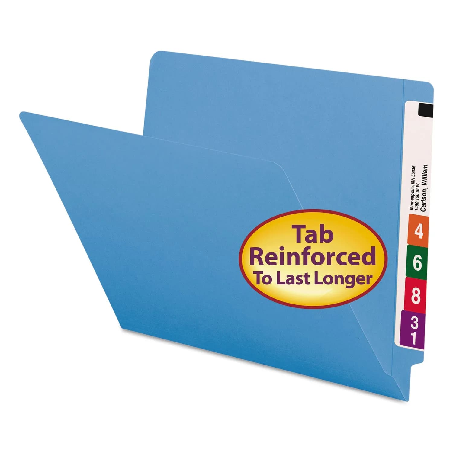 Smead End Tab File Folder, Shelf-Master Reinforced Straight-Cut Tab, Letter Size, Green, 100 per Box (25110) | Durable Filing for Offices — Blue
