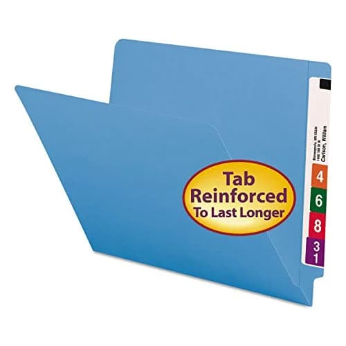 Smead End Tab File Folder, Shelf-Master Reinforced Straight-Cut Tab, Letter Size, Blue, 100 per Box | Industry Standard for Efficient Shelf Filing thumbnail 1