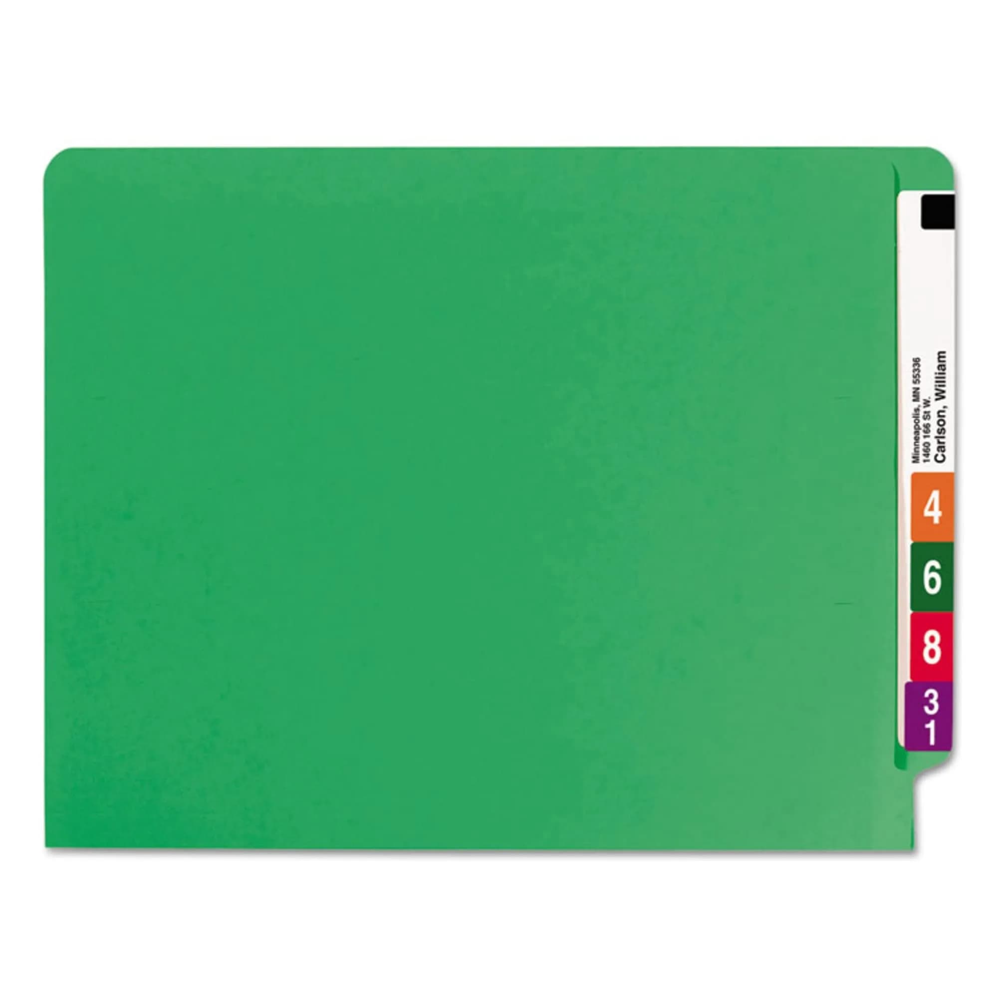 Smead End Tab File Folder, Shelf-Master Reinforced Straight-Cut Tab, Letter Size, Green, 100 per Box (25110) | Durable Filing for Offices - main product image
