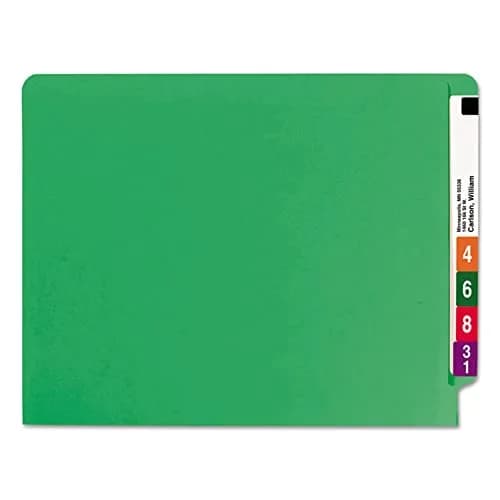 Smead End Tab File Folder, Shelf-Master Reinforced Straight-Cut Tab, Letter Size, Green, 100 per Box (25110) | Durable Filing for Offices thumbnail 1