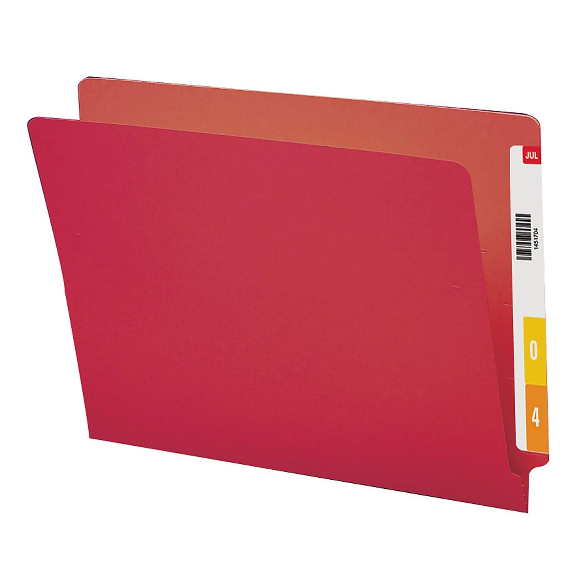 Smead End Tab File Folder, Shelf-Master Reinforced Straight-Cut Tab, Letter Size, Red, 100 Per Box (25710) - main product image