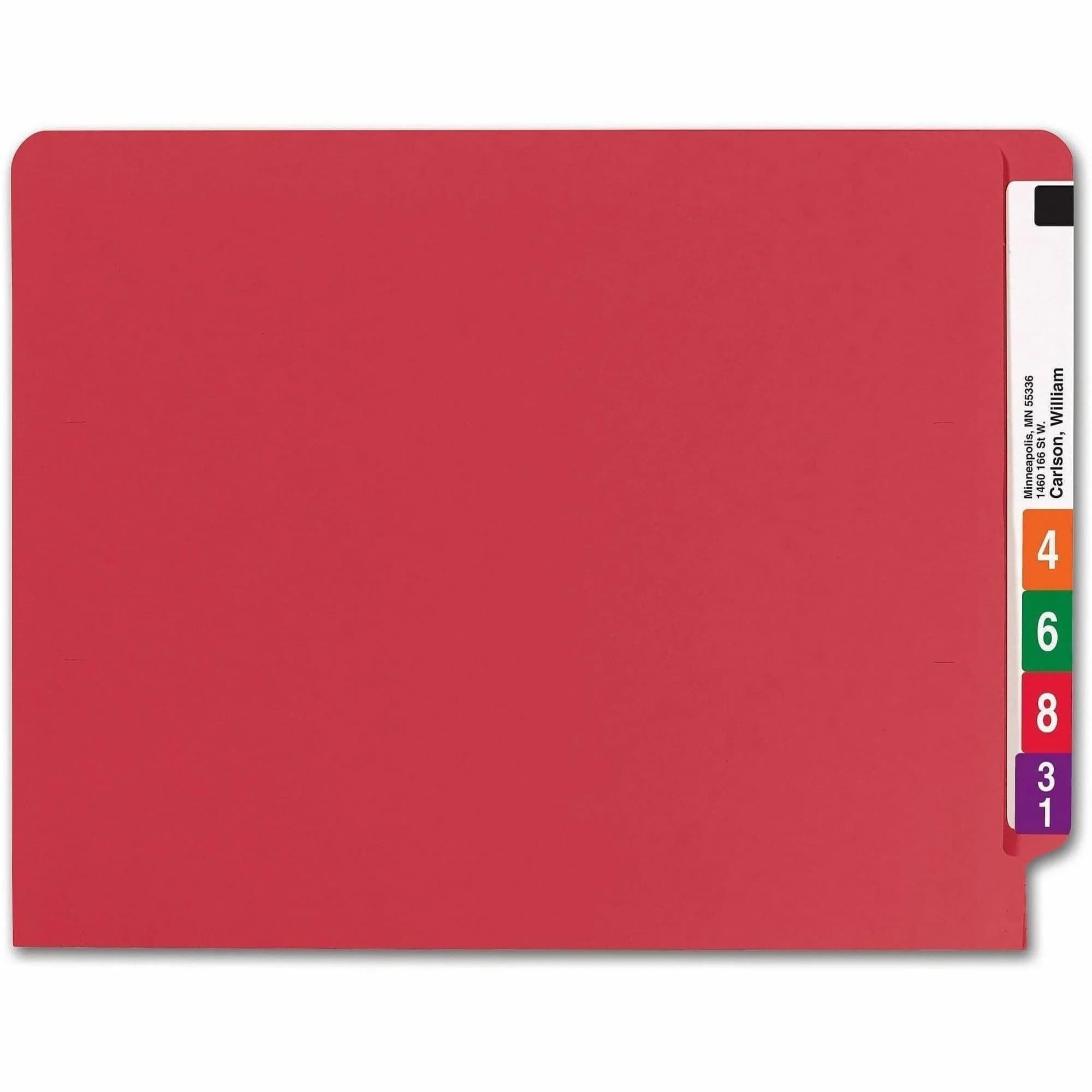Smead End Tab File Folder, Shelf-Master Reinforced Straight-Cut Tab, Letter Size, Red, 100 Per Box (25710) - view 3