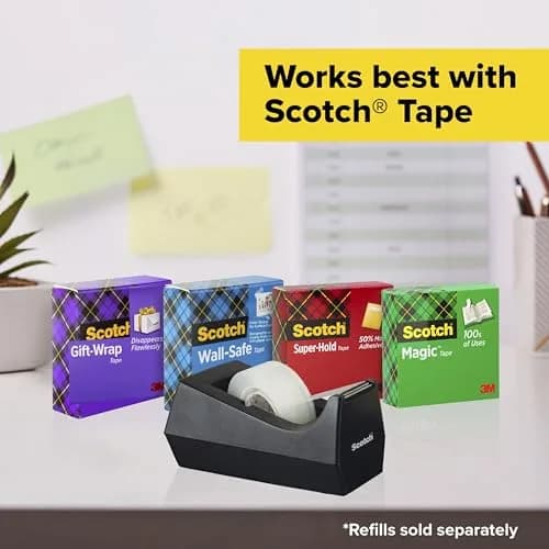 Scotch Classic Desktop Tape Dispenser Black 2.7 in. x 2.7 in. x 6.4 in. | Weighted Base for One-Handed Use thumbnail 8