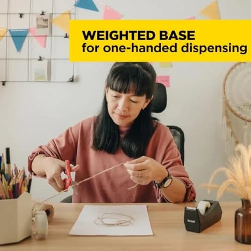 Scotch Classic Desktop Tape Dispenser Black 2.7 in. x 2.7 in. x 6.4 in. | Weighted Base for One-Handed Use thumbnail 9