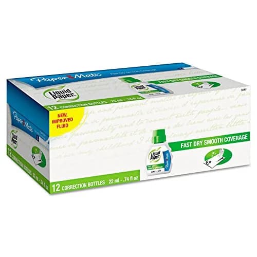 Paper Mate Liquid Paper Fast Dry Correction Fluid 22 mL (12 Count) | Smooth Coverage thumbnail 2