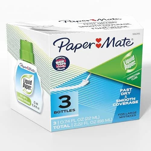 Paper Mate Liquid Paper Correction Fluid White 22 ml (3 Count) | Fast Dry, Smooth Coverage thumbnail 1