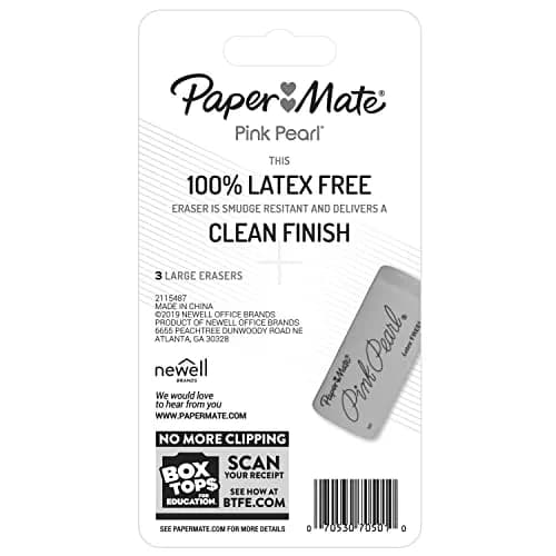 Paper Mate Pink Pearl Erasers, Large, 3 Count | Smudge-Resistant & Latex-Free thumbnail 8