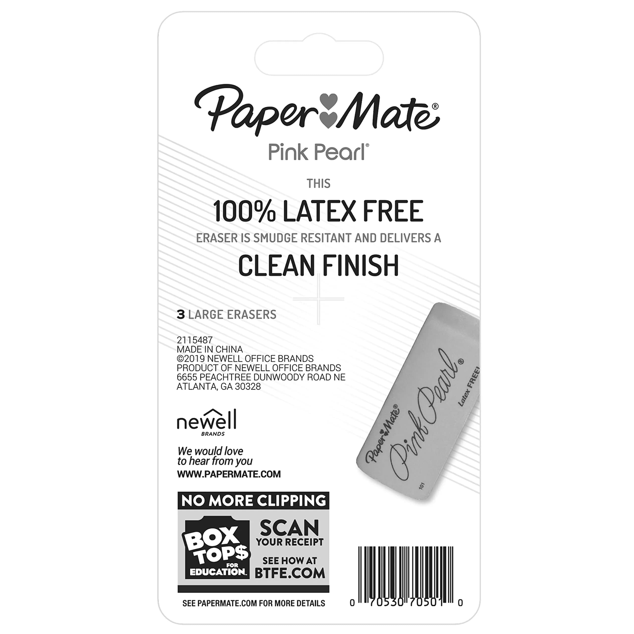 Paper Mate Pink Pearl Erasers, Large, 3 Count | Smudge-Resistant & Latex-Free - view 8