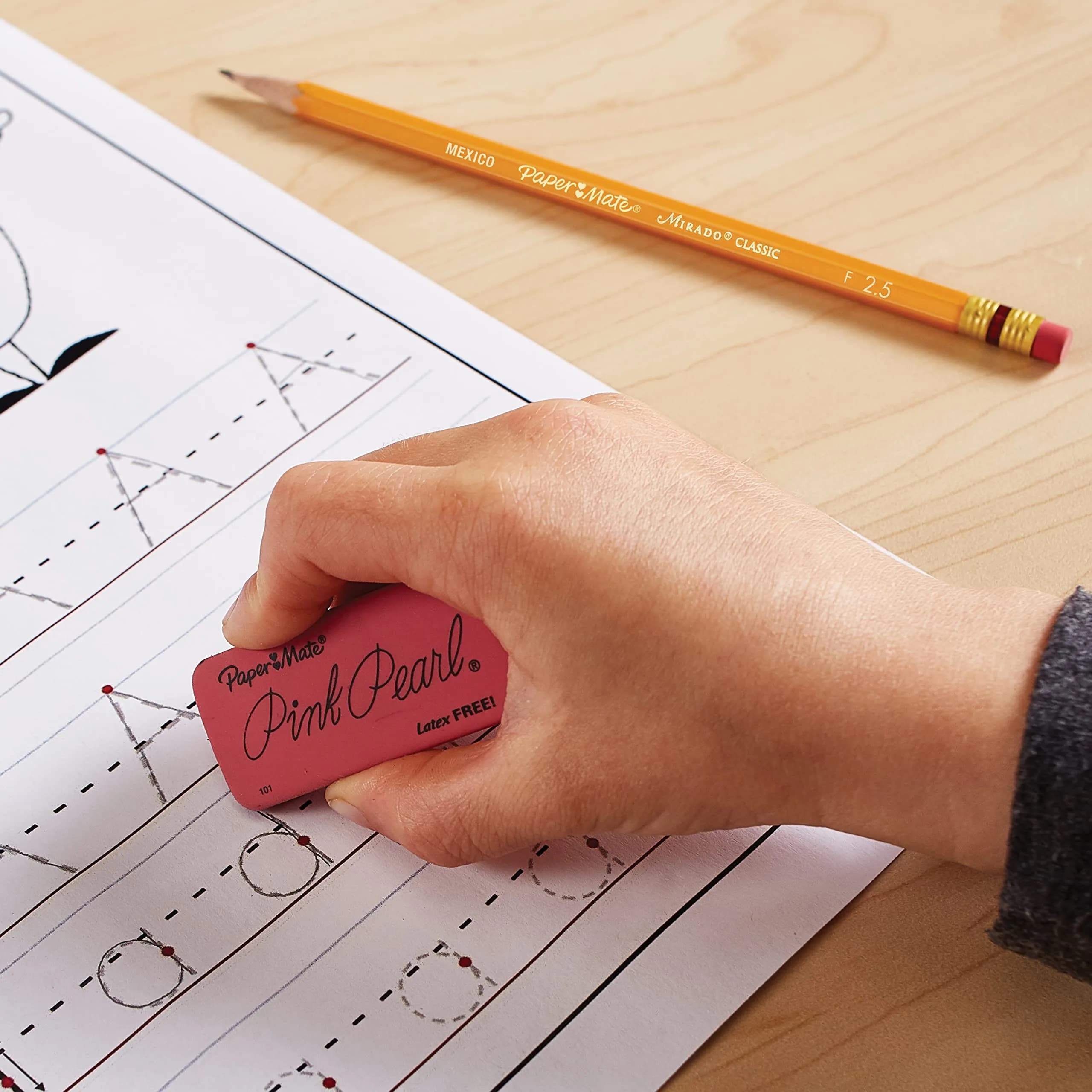 Paper Mate Pink Pearl Erasers, Large, 3 Count | Smudge-Resistant & Latex-Free - view 3