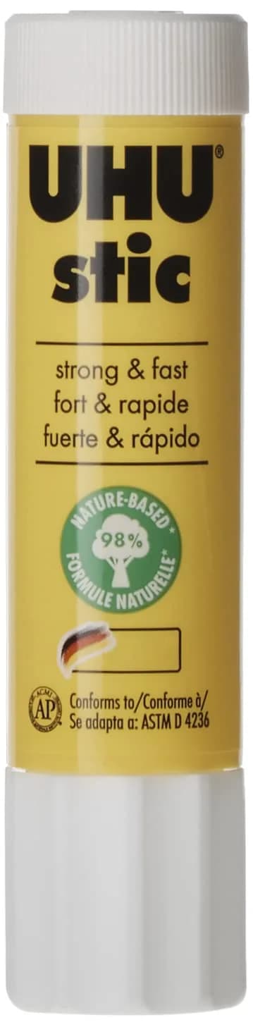 Saunders UHU Stic Permanent Glue Stick 0.74 Oz | Dries Clear, Acid-Free, Photo-Safe — White