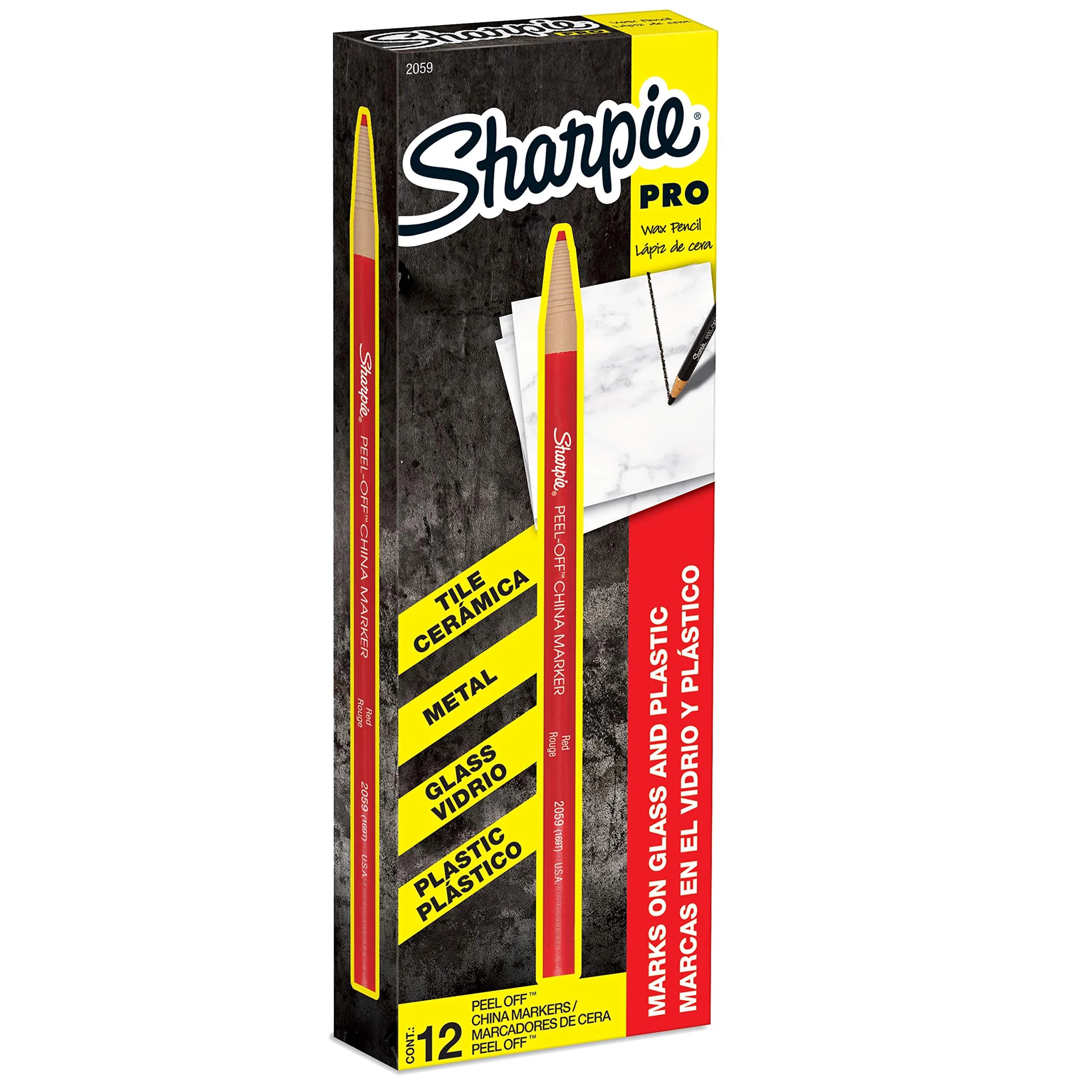 Sharpie Peel-Off China Markers Red 12 Count | Fade & Moisture Resistant Marking Pen - main product image
