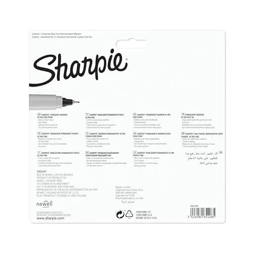 Sharpie Permanent Markers, Ultra Fine Point, Assorted Colors, 12 Count | Fade-Resistant Ink thumbnail 8