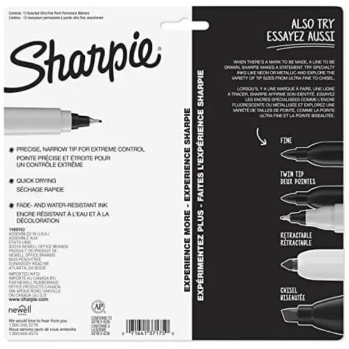 Sharpie Permanent Markers, Ultra Fine Point, Assorted Colors, 12 Count | Fade-Resistant Ink thumbnail 9