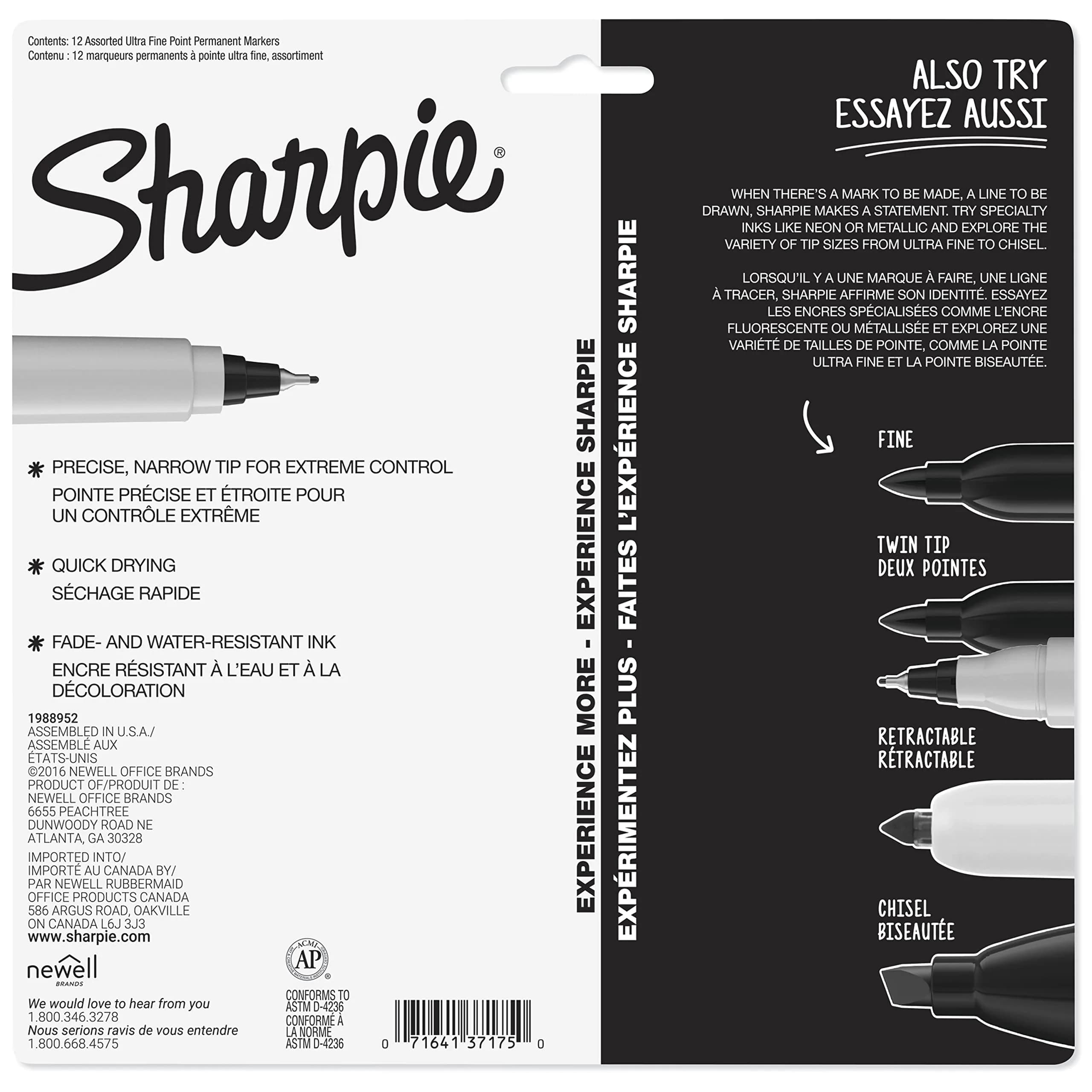Sharpie Permanent Markers, Ultra Fine Point, Assorted Colors, 12 Count | Fade-Resistant Ink - view 9