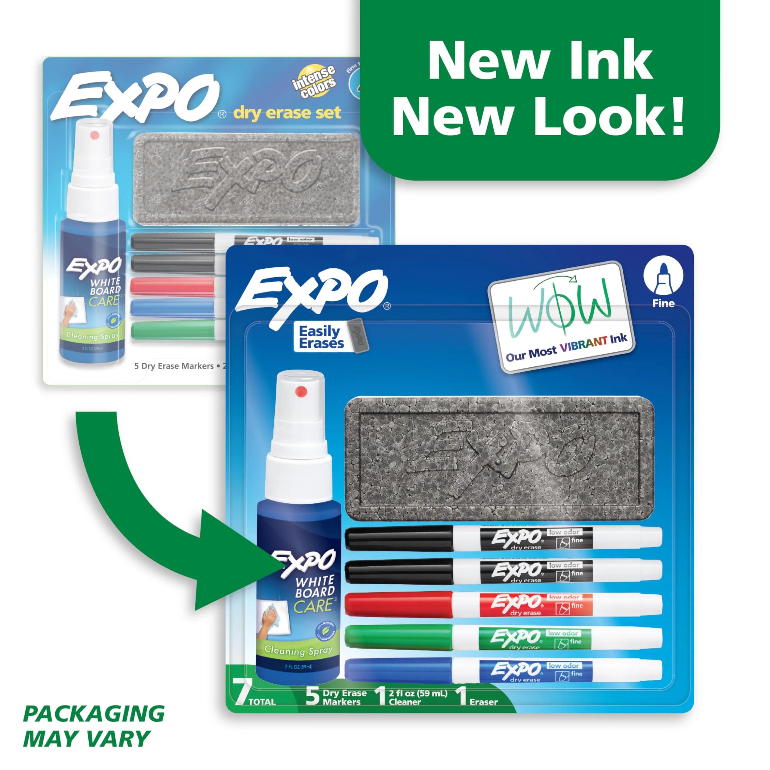 EXPO Dry Erase Markers Kit, Fine Tip, Assorted Colors, Eraser, Spray Cleaner, 7 Count | Vibrant Ink for Clear Communication - view 2