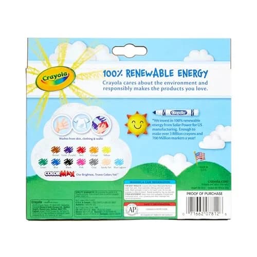 Crayola Ultra Clean Washable Markers, Broad Line, Assorted Colors, 12 Count | Non-Toxic Art Supplies for Kids thumbnail 5