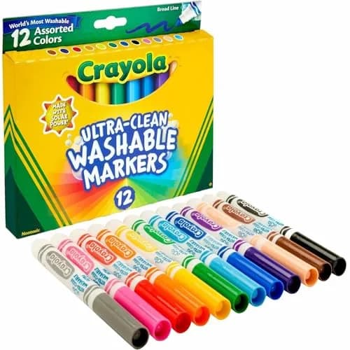 Crayola Ultra Clean Washable Markers, Broad Line, Assorted Colors, 12 Count | Non-Toxic Art Supplies for Kids thumbnail 6
