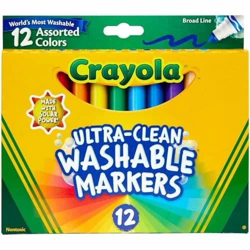 Crayola Ultra Clean Washable Markers, Broad Line, Assorted Colors, 12 Count | Non-Toxic Art Supplies for Kids thumbnail 7