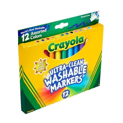 Crayola Ultra Clean Washable Markers, Broad Line, Assorted Colors, 12 Count | Non-Toxic Art Supplies for Kids thumbnail 3