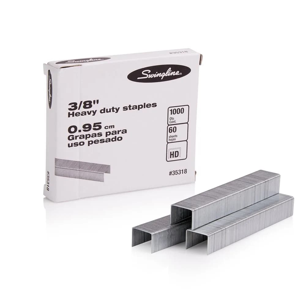Rexel Heavy Duty Staples 3/8" Length | 60 Sheet Capacity, 100/Strip, 1000/Box — 3/8" (60 Sheet)